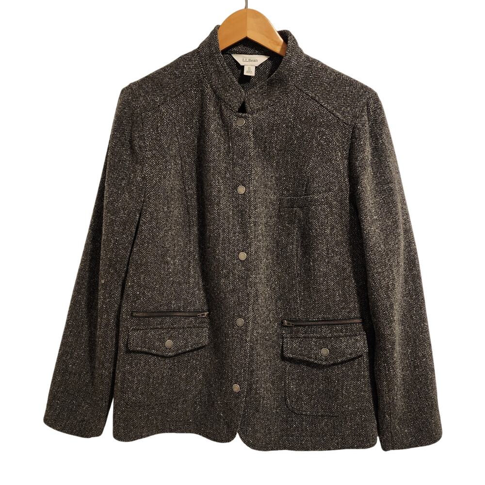 L.L.Bean Virgin Wool Blend Herringbone Jacket XL